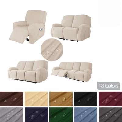 Waterproof Stretch Recliner Sofa Covers 1/2/3/4 Seats Solid Couch Covers Sofa SlipCover Protector Recliner Chair Covers For Home