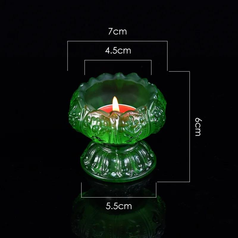 Lotus Shaped Candle Holder, Creative Articles of Worship In Front Buddha, Home, Living Room, Office Decoration, Seven Color, 1Pc