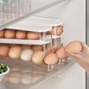 2-stufiger Eierhalter für rollende Eier Aufbewahrungsbox Platzspender Klarer Kühlschrank Automatischer Spar-Eierorganisator