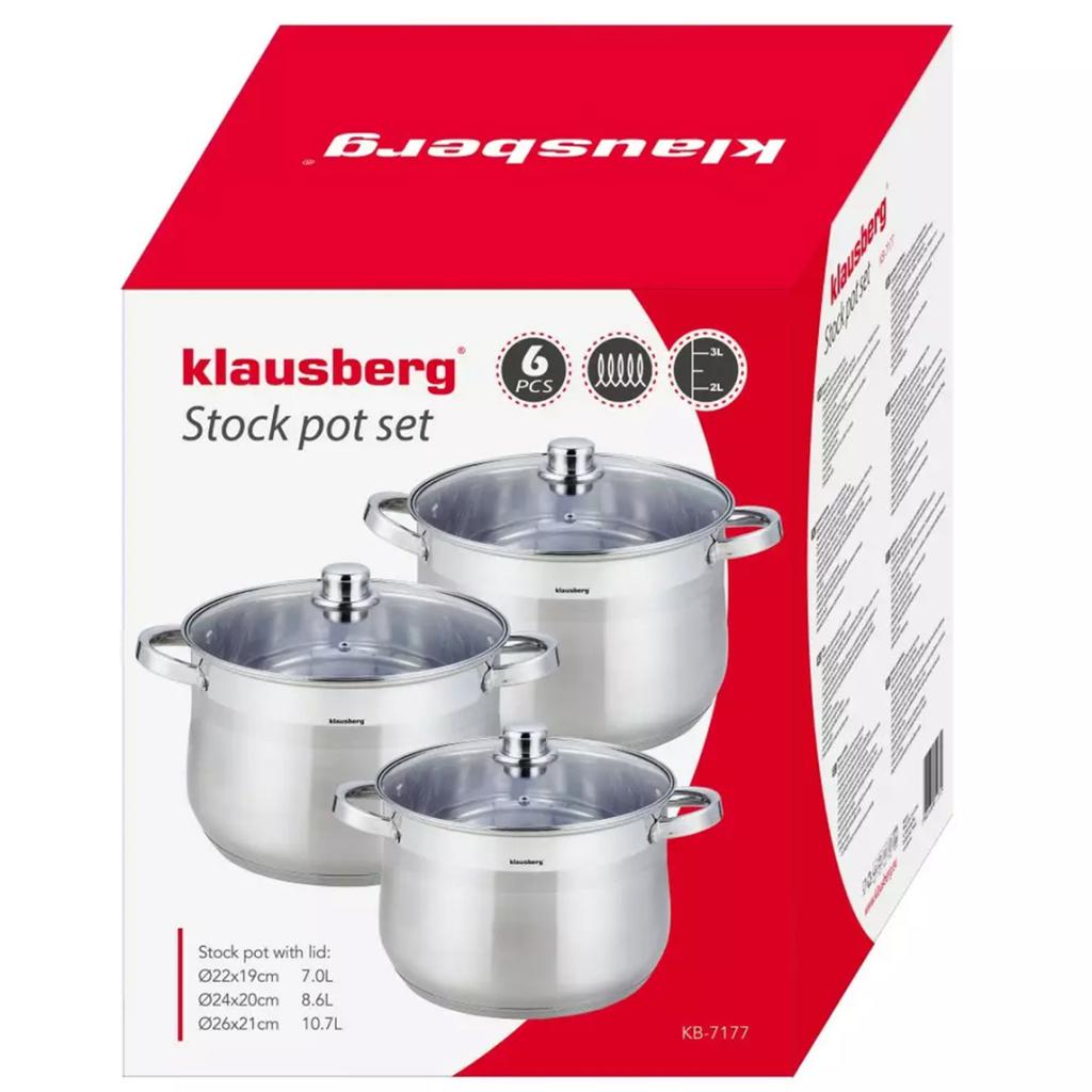 Set Of 3 Large Klausberg Pots 7+8.6+10.7L Kb-7177