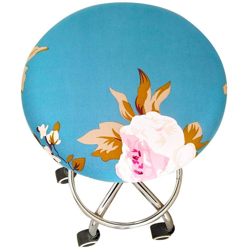 Home Stool Round Chair Cover Floral Slipcover Spandex Seat Cover Elastic Chair Bar Multicolor