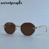 Vintage Octagon Punk Sunglasses Women  Luxury Brand Metal Frame Steampunk Polygon Sun Glasses For Ladies Fashion Eyewear