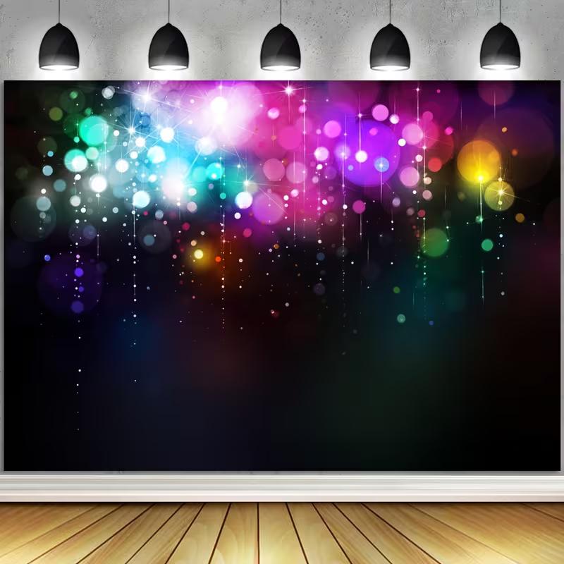 

2D Black Bokeh Backdrop, Colorful Glitter Lights Photography Background for Celebrations 47.2x31.5inch/120*80cm