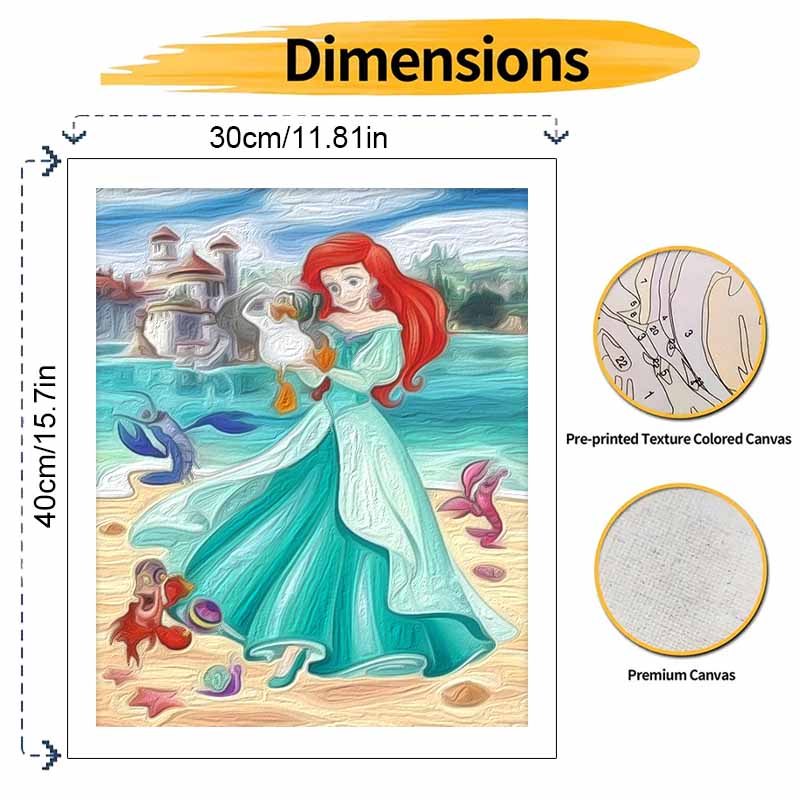 Disney DIY Little Mermaid Oil Painting Art Painting Kit Home Wall Decor Handmade Gift Scuttle Sebastian Friends Bedroom Wall Art Decor