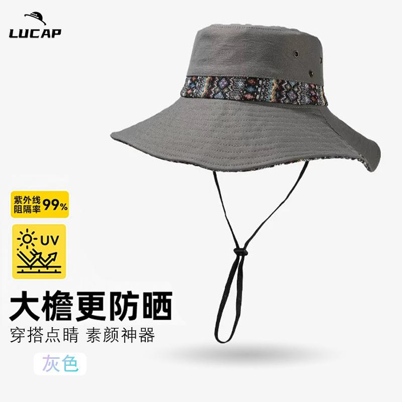 Western Cowboy Basin Hat Women's Spring Summer Retro Mountaineering Hat Outdoor Big Brim Sunscreen Bucket Hat