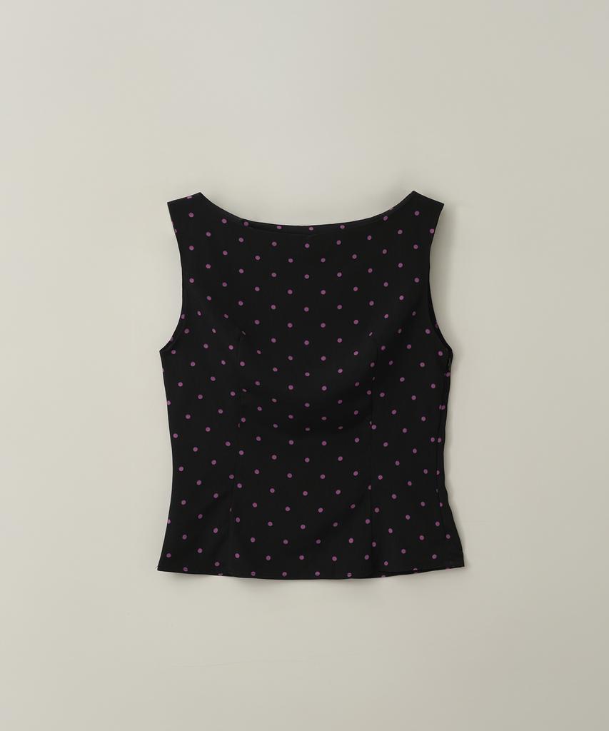 LEMONE Dot Boat Neck Blouse