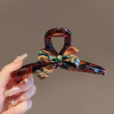 1pc Enamel Oil Painting Bow Shark Clip Temperament High-end Back of the Head Disc Hair Hair Clip Acrylic Clip Clip