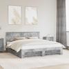 Bed Frame with Headboard Concrete Grey 200 x 200 cm Engineered Wood
