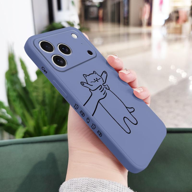 Fidgeting Cat Phone Case For iPhone 17 Air 16 16e 15 14 13 Pro Max Plus Mini Liquid Silicone Soft Cover