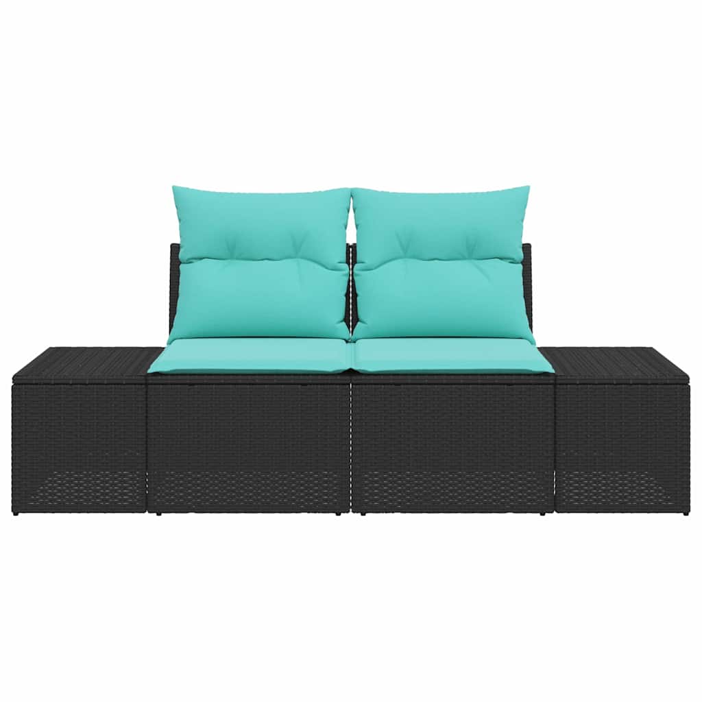 Garden Sofa with Cushions 184 x 62 x 69 cm Poly Rattan