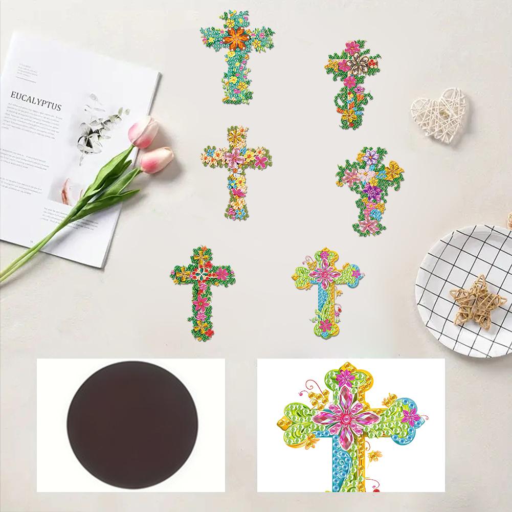 6Pcs Diamond Art Kits Diamond Painting Magnets DIY Diamond Art Refrigerator Magnets DIY Art Crafts for Adults Beginners