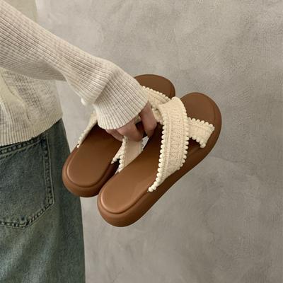 Flat-bottomed Retro Woven Small Cool Slippers Women's Shoes Summer Wear 2025 New Summer Beach Sandals