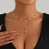 INS Perlenkette Vintage Funkelnder Diamant Kokospalme Schlange Anhänger Element Schlüsselbein Kette Halskette