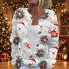 Women's Christmas Print Long Sleeve Knit Cardigan Button Down Sweater
