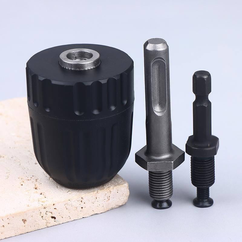 1Pcs 0.8-10Mm Keyless Drill Chuck 3/8" To 24Unf Thread 1/4" Hex Shank Quick Change Adapter Steel Quick Connection