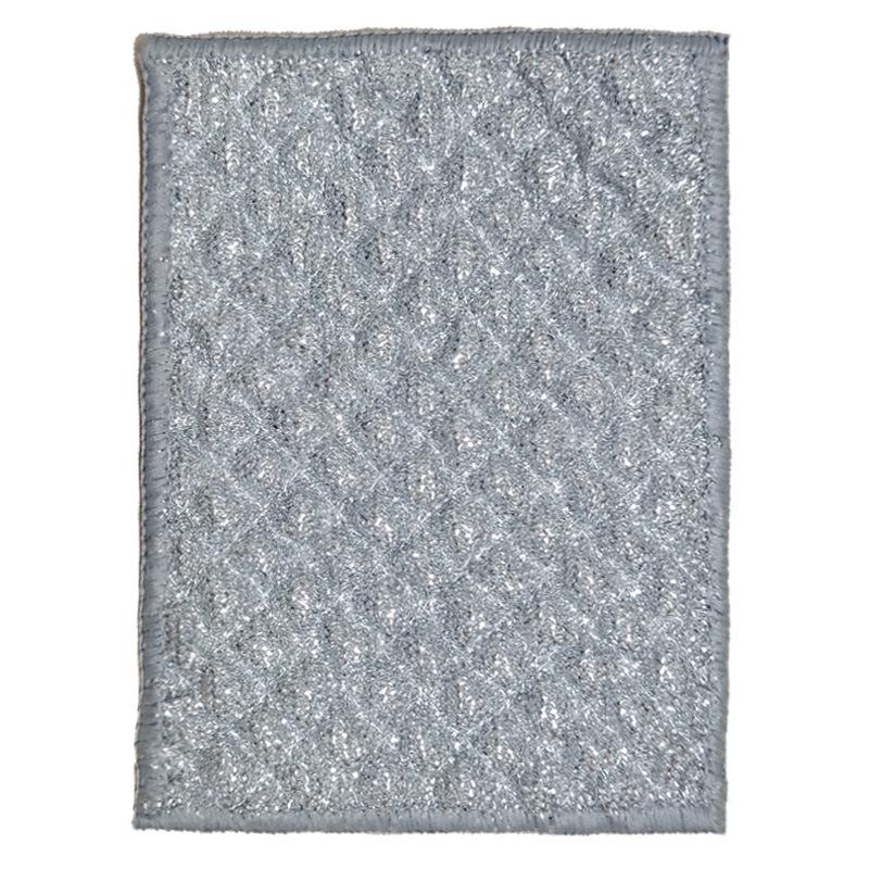 Dual-Layer Oil-Repellent Dish Cloth: Absorbent Scouring Pad & Durable Kitchen Towel with Silver Thread Cotton. 1-pack Naked