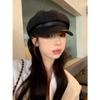 Circonferenza Testa Grande Autunno e Inverno Cappello a Becco d'Anatra Donna Nero Casual Retrò Berretto da Pittore Faccia Piccola Nuvola Ottagonale Cappello Trendy