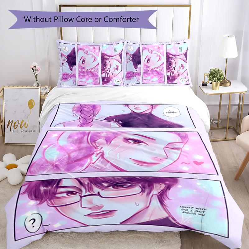Set Biancheria da Letto KPOP Hunter 3 Pezzi Copripiumino Chiusura Include 1 Copripiumino & 2 Federe per Tutte le Stagioni Camera da Letto Casa Arredamento Stanza del Dormitorio