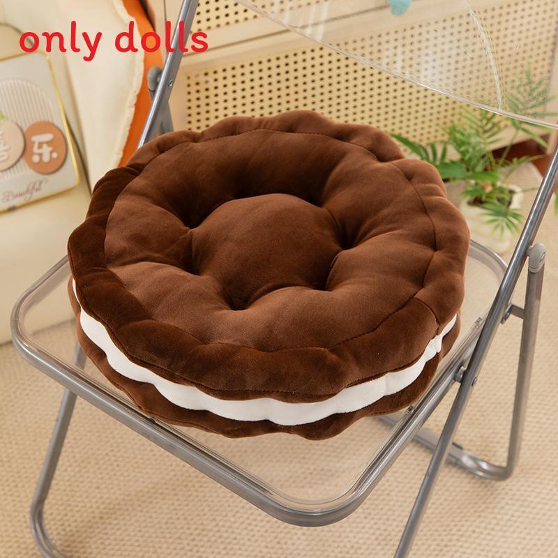 Round Plush Cookie Cushion With Pp Cotton Filling For Sofa Bed Office Napping Support