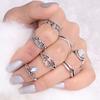 7 Pcs / Set New Arrival Flower Gemstone Carved Ring Set Bohemian Vintage Jewelry Women Accessories