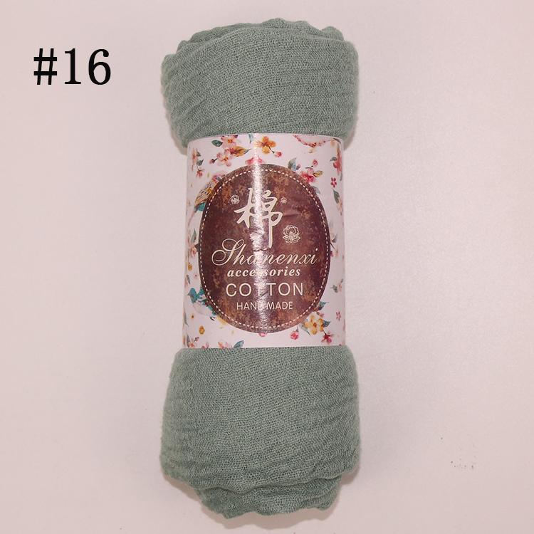 Muslim Women Solid Color Scarf Shawl Cotton Crinkle Hijab