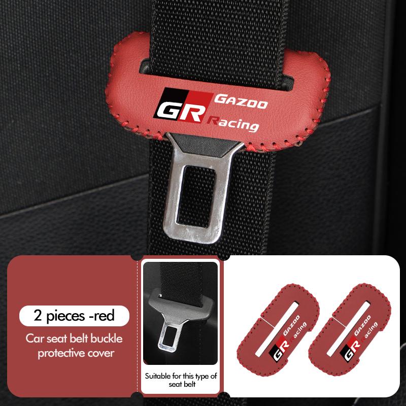 For Toyota Car Seat Belt Buckle Cover Leather Protector Anti-collision Case GR Sport Yaris Chr Auris Rav4 Prius Prado Avensis J33