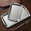 Retro Korean Style Stainless Steel Rectangular Plate Steak Barbecue Snack Storage Tray Kitchen Accessories