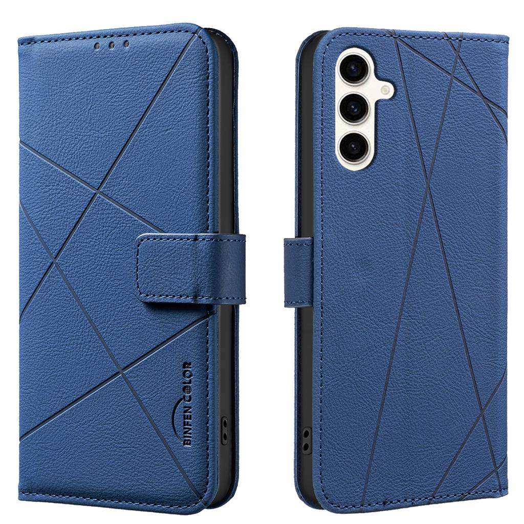 For Samsung Galaxy A15 5G/Galaxy A15 4G Case BINFEN COLOR BF35 Geometry Imprinted Leather Phone Cover RFID Blocking Wallet Stand