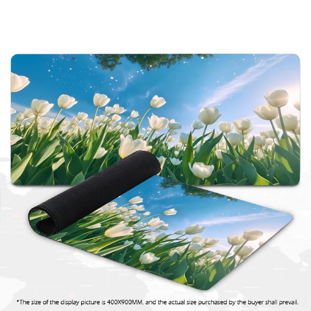 XXL Anime Sunflower Field Mousepad Blue Sky Cloud Scenery Deskmat Non-Slip Rubber Gaming PC Keyboard Desk Mats Large Mouse Mats