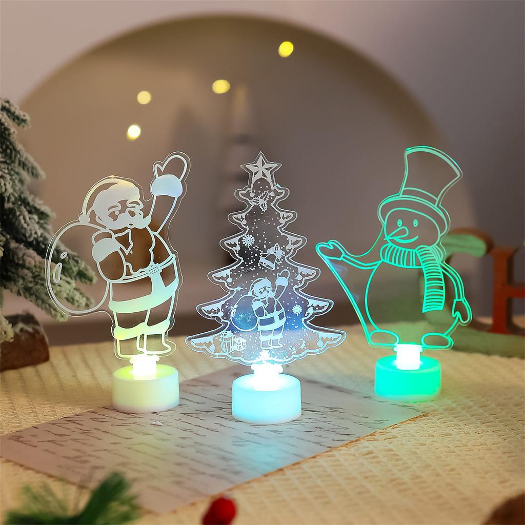 Illuminated LED Acrylic Christmas Decoration Tabletop Ornament Christmas Decorative Nightlight For Home Office Bedroom