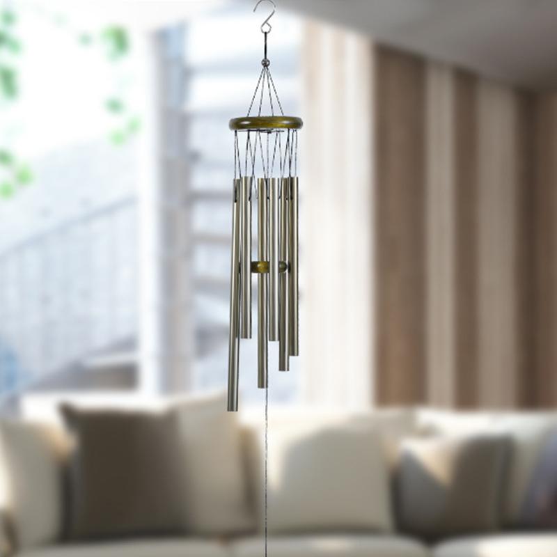 Classic 26 Inch Aluminum Pipe Wind Chimes With Wooden Hanging Tag Farmhouses Terraces Gardens Balcony Corridor Decoration