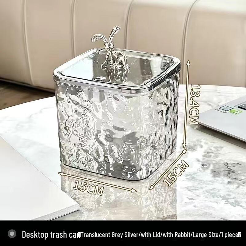 Bayou Press-Type Desktop Trash Can with Lid