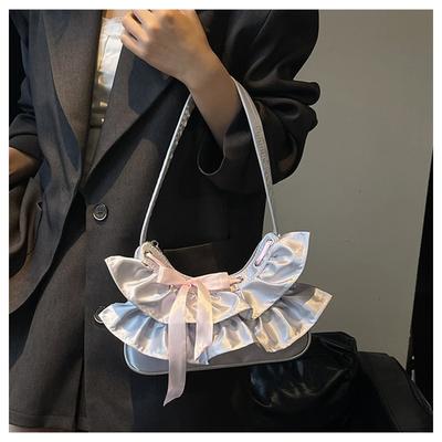 Fashion Trend Women's Handbag Bag High-end Soft Leather Messenger Bag Pleated Ruffle Edge Armpit Bag