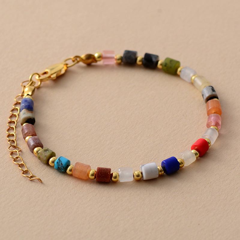 Bohemian 7-color French Natural Stone Handmade Beaded Women's Bracelet Mixed and Matched Bracelet Jewelry