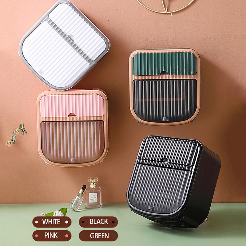 Toilet Paper Holder Without Drilling Tissue Box Wall-Mounted Paper Storage Box Roll Toilet Paper Holder Bathroom Accessories