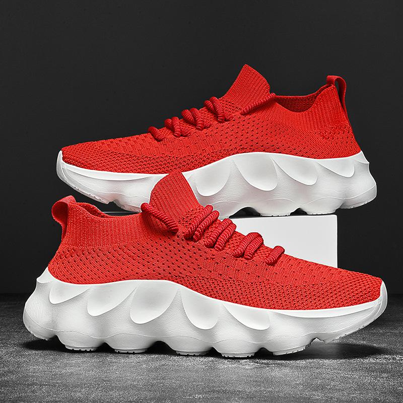 New large size men's shoes lightweight breathable socks shoes men's lace-up outdoor sports and leisure shoes men's mesh shoes