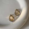 Vintage Two Tone Metal Drop Earrings for Women Geometric Irregular Round Earrings Daily Wear Statement Jewelry