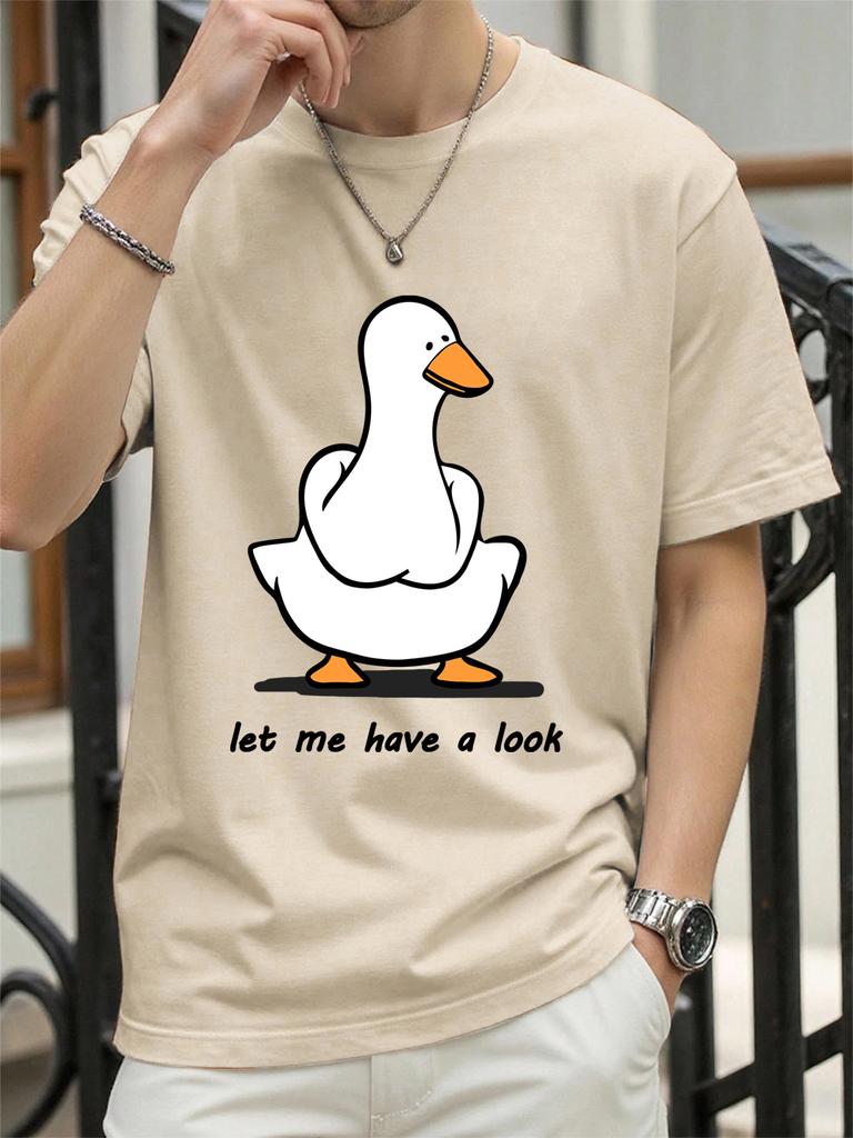 Let Me Have A Look Goose Printed TShirts Womens Cotton Summer Tops Soft Loose ONeck Short Sleeve T Shirts Casual Woman Clothes