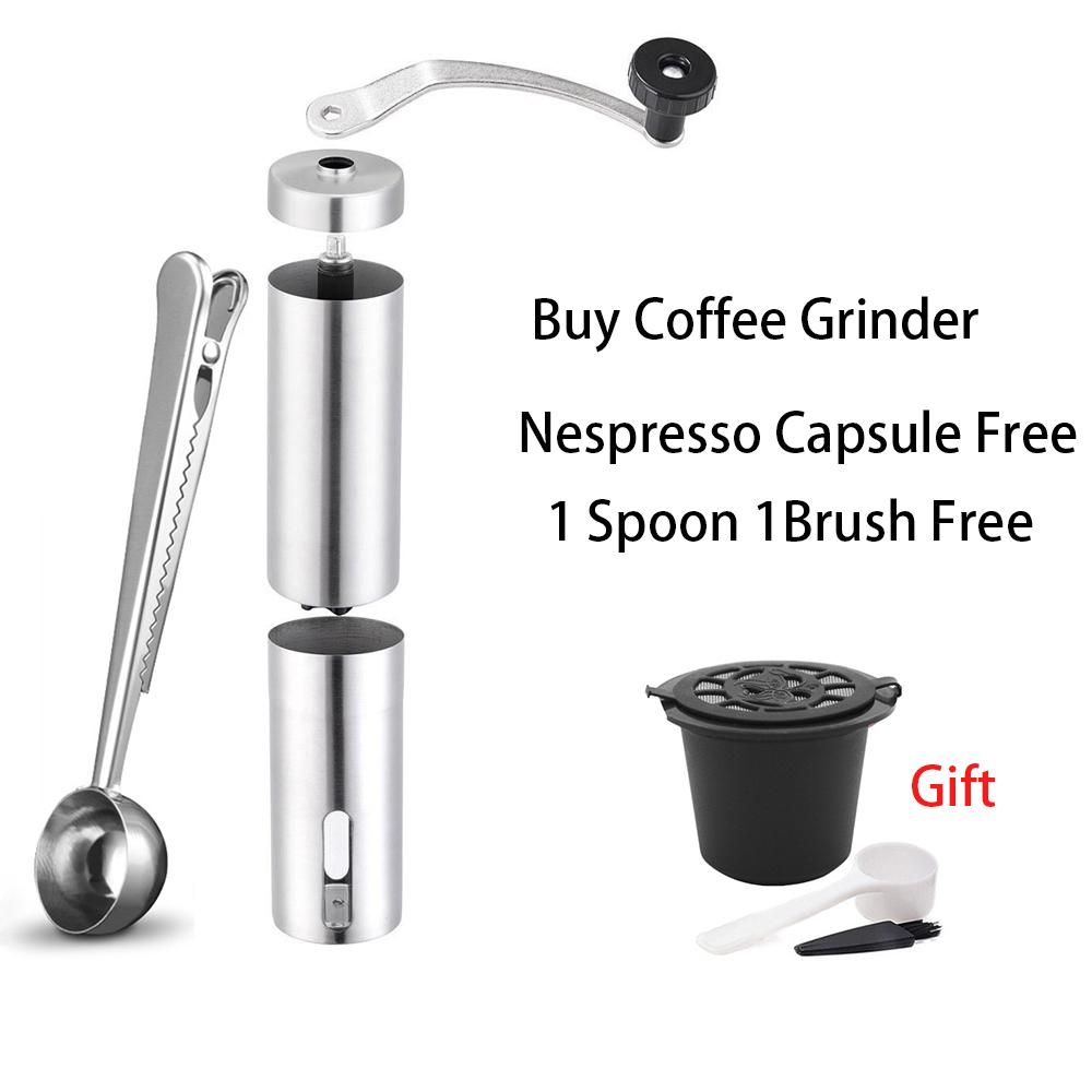 Mini Kaffeemühle Edelstahl Hand manuell Handgemacht Kaffeebohnenmühle Crocus Grinders Nespresso Dolce Gusto Kapsel