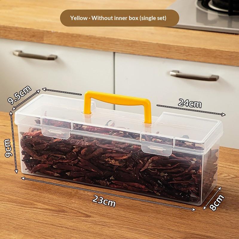 Contenedor de Almacenamiento de Especias Reutilizable de 6 Compartimentos a Prueba de Humedad Caja de Almacenamiento de Plástico Sellada con Asa Organizador de Cocina