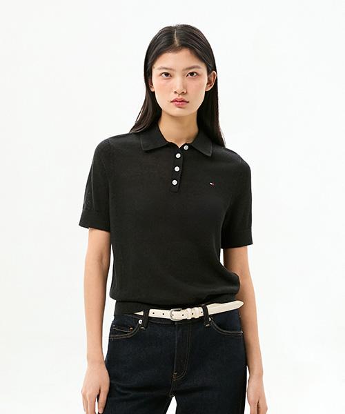 TOMMY HILFIGER Linen Blend Polo Sweater