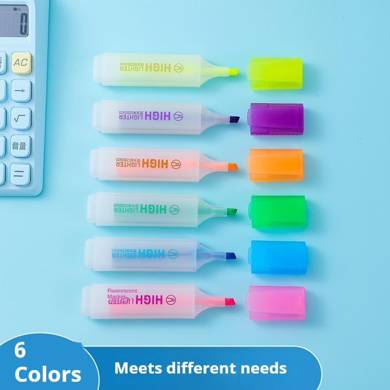 12Pcs Random Colors, Non-Repeating, Large-Capacity Highlighter Pens with Slanted Tips for Students to Make Marks and Journal, Colorful Thick-Tip