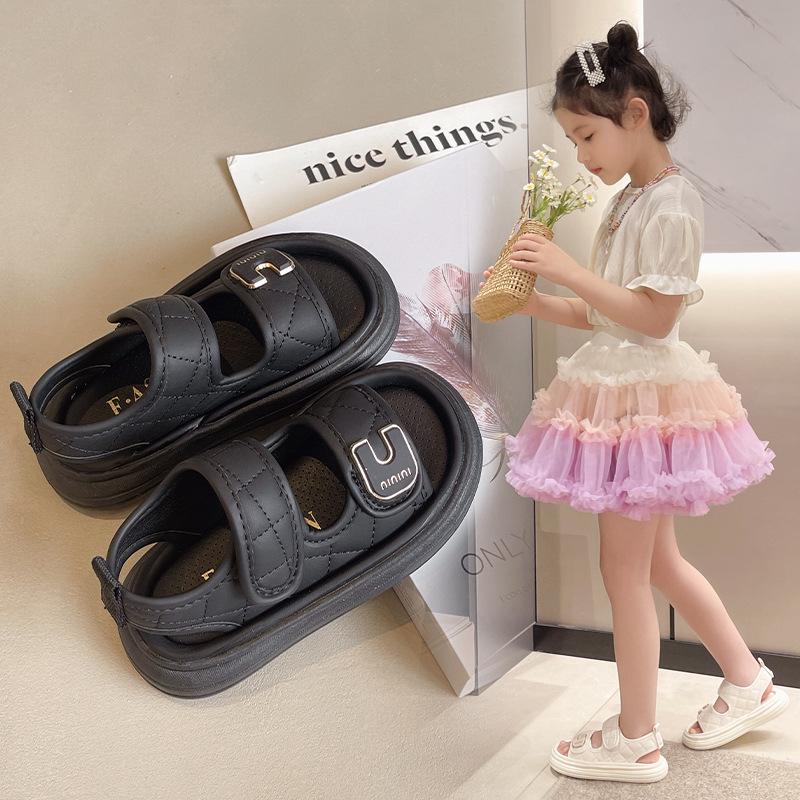 2025 Summer Kids' Sporty Open-Toe Velcro Sandals: Toddler Boys' & Girls' Soft Sole Beach Shoes