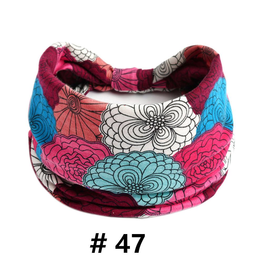 Damen Boho Stirnbänder Baumwolle Breite Turban Headwraps Rutschfeste Stretch Spa Haarbänder Workout Yoga Stirnbänder Bandage Running Bandana Haarschmuck