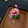 New Vintage Peony Brooch Temperament Elegant Painted Design Flower Corsage Pin Versatile Wedding Jewelry Accessories