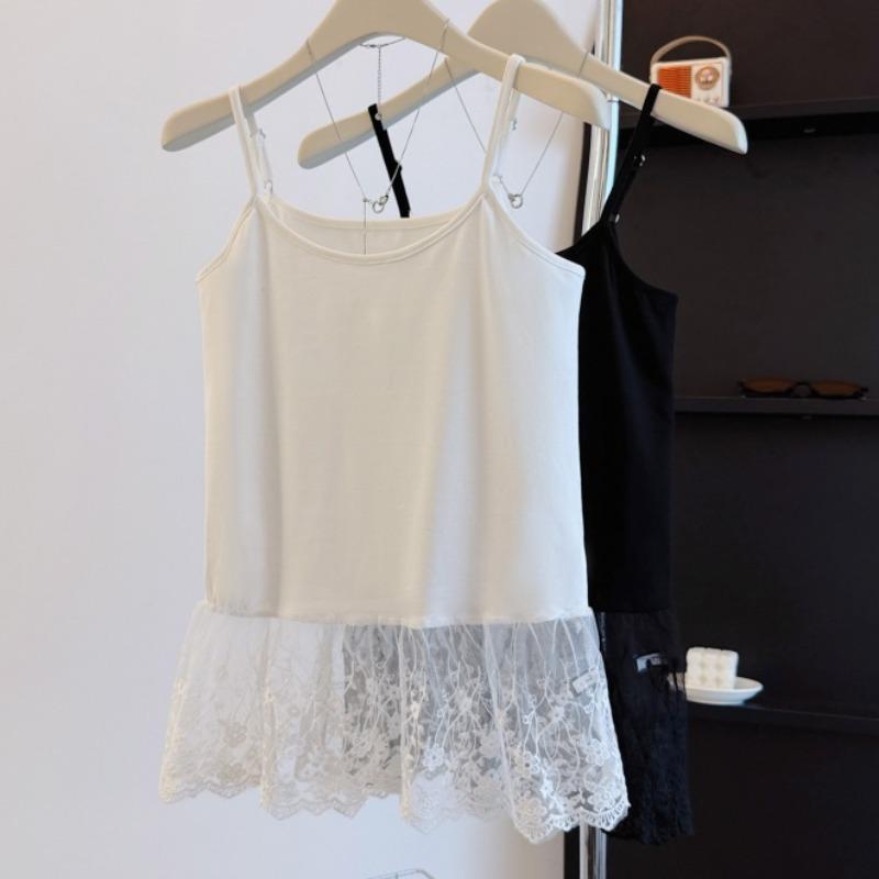 Damen Plus Size Lagen-Spitzen-Saum-Camisole - Sommer Mode Vielseitige Weste