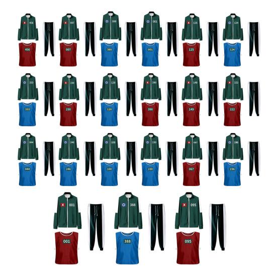 Kostým Hry oliheň 3. série Třídílný set Korea Převlek Pánský oblek pro Tým Modrý Sportovní Unisex Mikiny Sportovní oblek