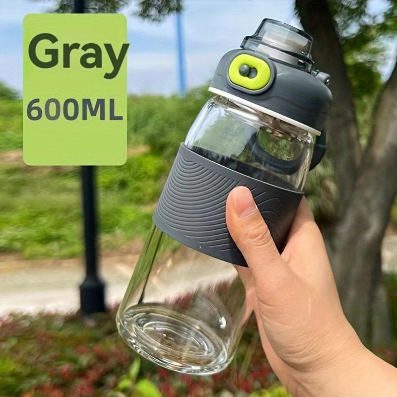 

1 шт., стеклянная спортивная бутылка для воды, чашки для воды из высокого боросиликатного стекла, портативные дорожные бутылки с водой для кемпинга, пешего туризма, фитнеса, посуда для питья на открытом воздухе, день рождения G 600ML