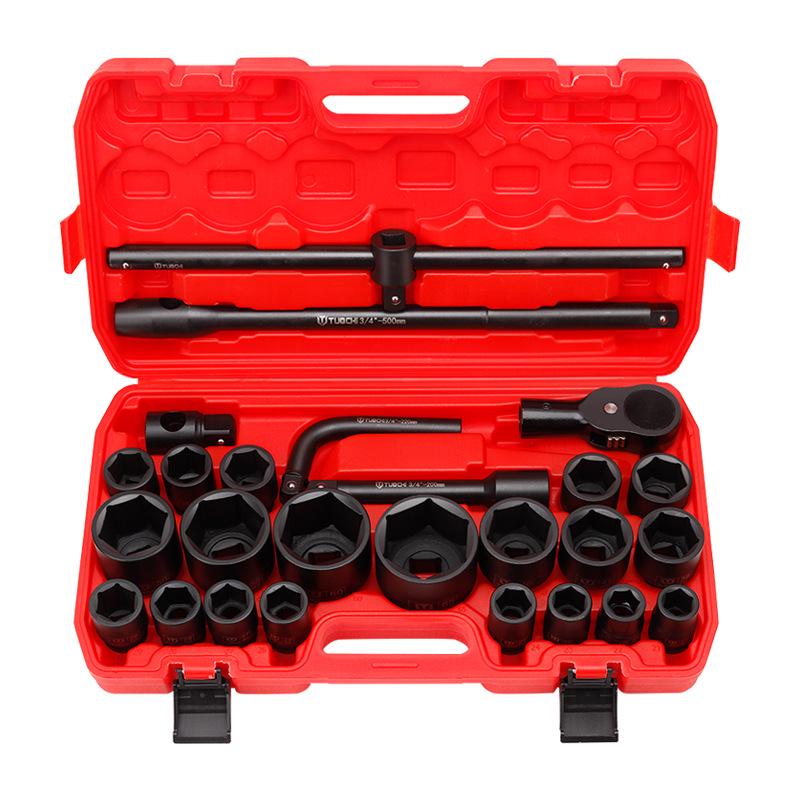 Heavy Duty 26-Piece Socket Set with 1-Inch Air Impact Wrench and 21-65mm Hex Sockets