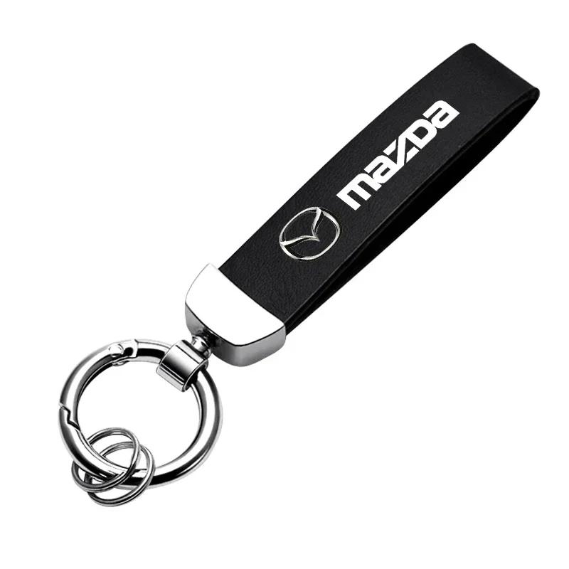 For Mazda Car Styling Logo Leather Keychain Key Chain Key Rings for Mazda 3 CX3 CX4 CX5 CX7 CX8 CX9 CX30 RX7 Atenza Axela Auto A